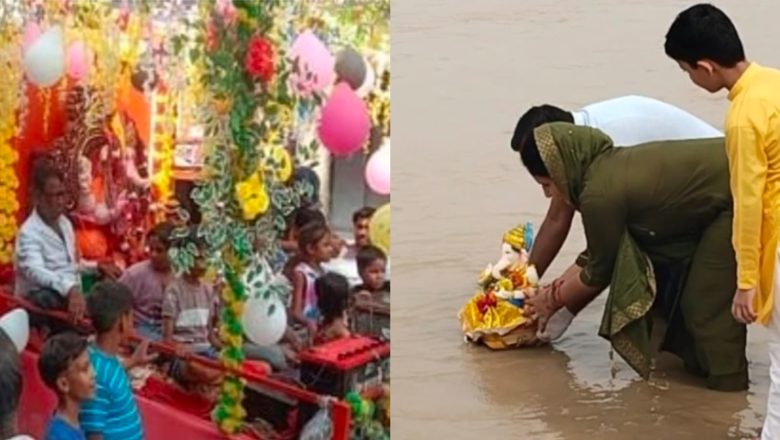 शाहजहांपुर में जगह जगह विसर्जन कर गणपति बप्पा को दी विदाई ,, बोले अगले बरस फिर जल्दी आना