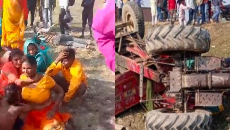 ट्रक को बचाने के चक्कर में मुंडन संस्कार करने जा रही ट्रैक्टर ट्राली सड़क किनारे पलटी 15 घायल
