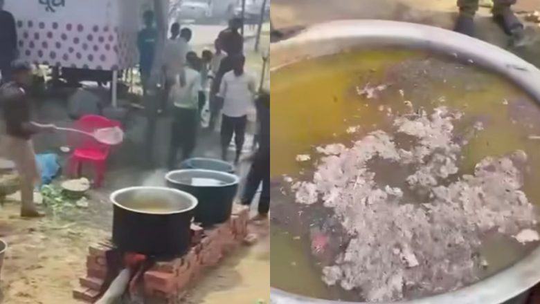 प्रयागराज।महाकुंभ से आया पुलिस वाले की अमानवीयता वाला वीडियो श्रद्धालु के खाने में डाल रहा मिट्टी।