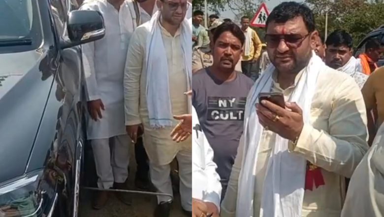 शाहजहांपुर।अंबेडकर जयंती के कार्यक्रम में आए बीजेपी विधायक प्रिंस की गाड़ी पर हमला गाड़ी में घुसाया सरिया