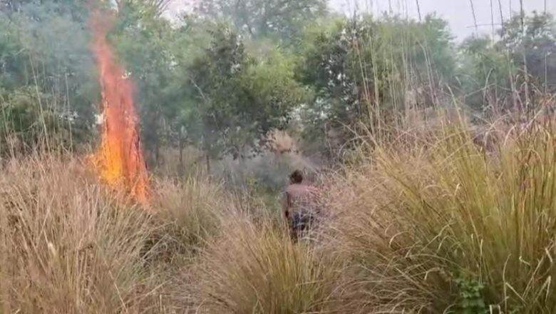 भदोही।रहस्यमई परिस्थितियों में लगी भीषण आग , मचा हड़कंप