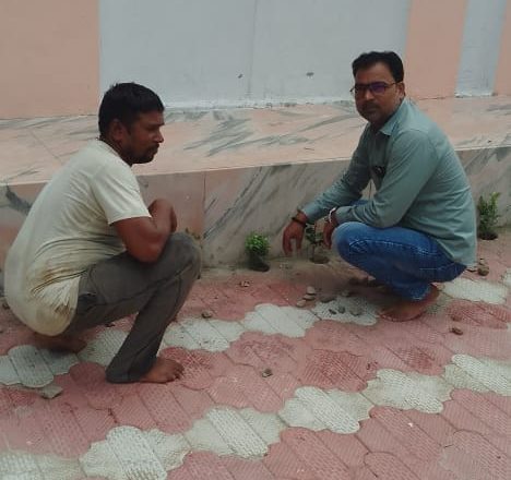 भदोही।पाण्डेयपुर बूड़े नाथ मंदिर परिसर में प्रधान सौरभ पाण्डेय ने लगाया फूलों का वृक्ष, मंदिर परिसर हुआ आभामय