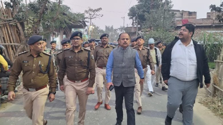 सहरसा(बिहार) ।सरस्वती पूजा को लेकर निकाला गया फ्लैग मार्च